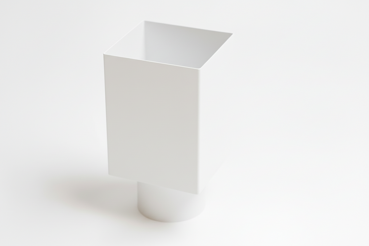 Aluminium HWA Verloop met Schuifmof Vierkant 100 mm naar rond 80 mm Wit RAL-9010