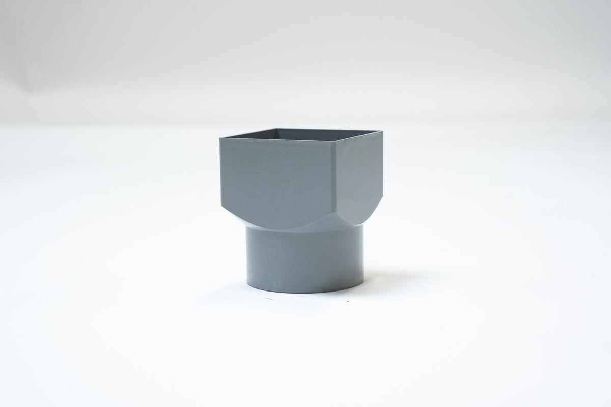 HWA verloopstuk, vierkant/rond, PVC, grijs, 100 x 100 (per stuk)