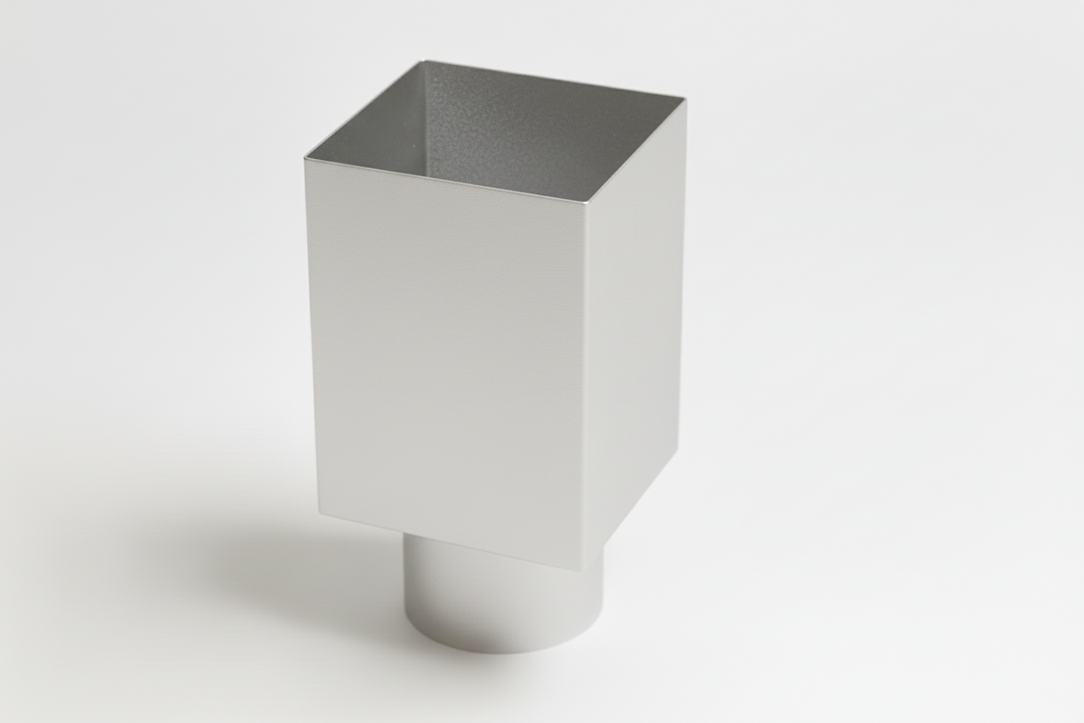Aluminium HWA Verloop met Schuifmof Vierkant 80 mm naar rond 80 mm Zilver RAL-9006