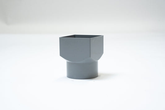 HWA verloopstuk, vierkant/rond, PVC, grijs, 100 x 100 (per stuk)