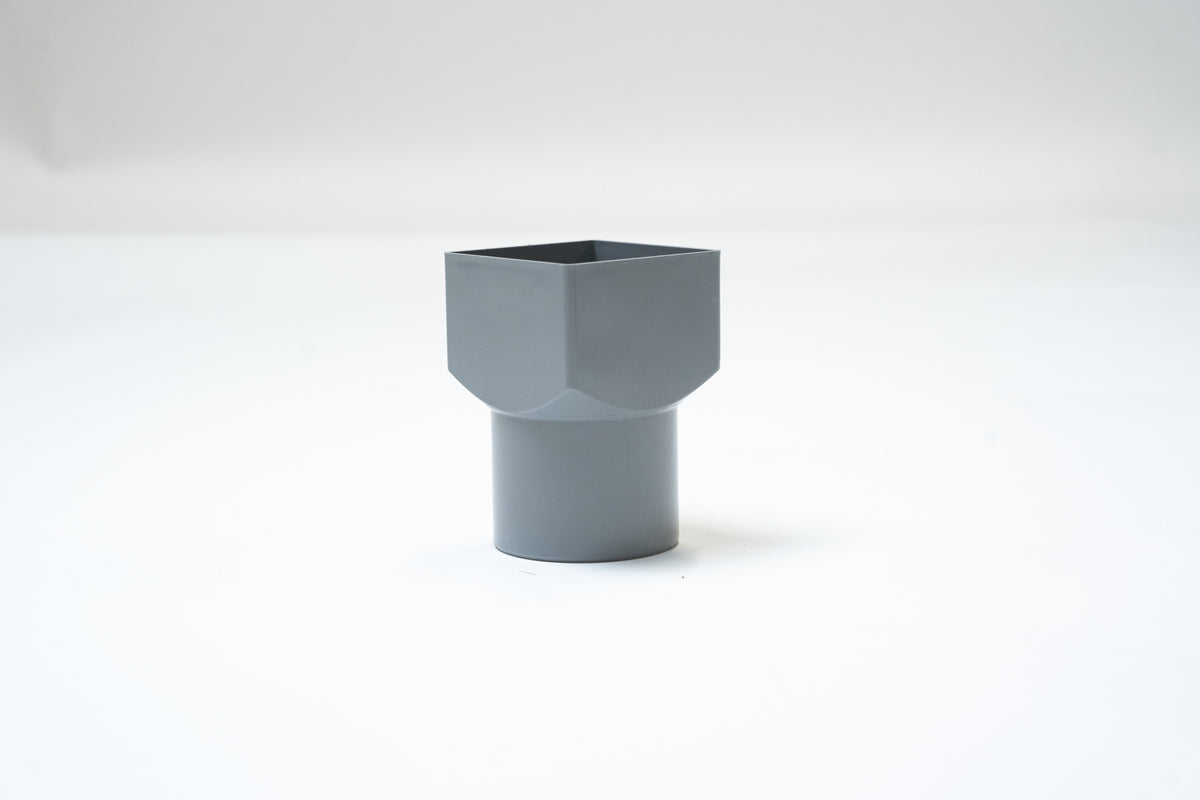 HWA verloopstuk, vierkant/rond, PVC, grijs, 80 x 80 (per stuk)