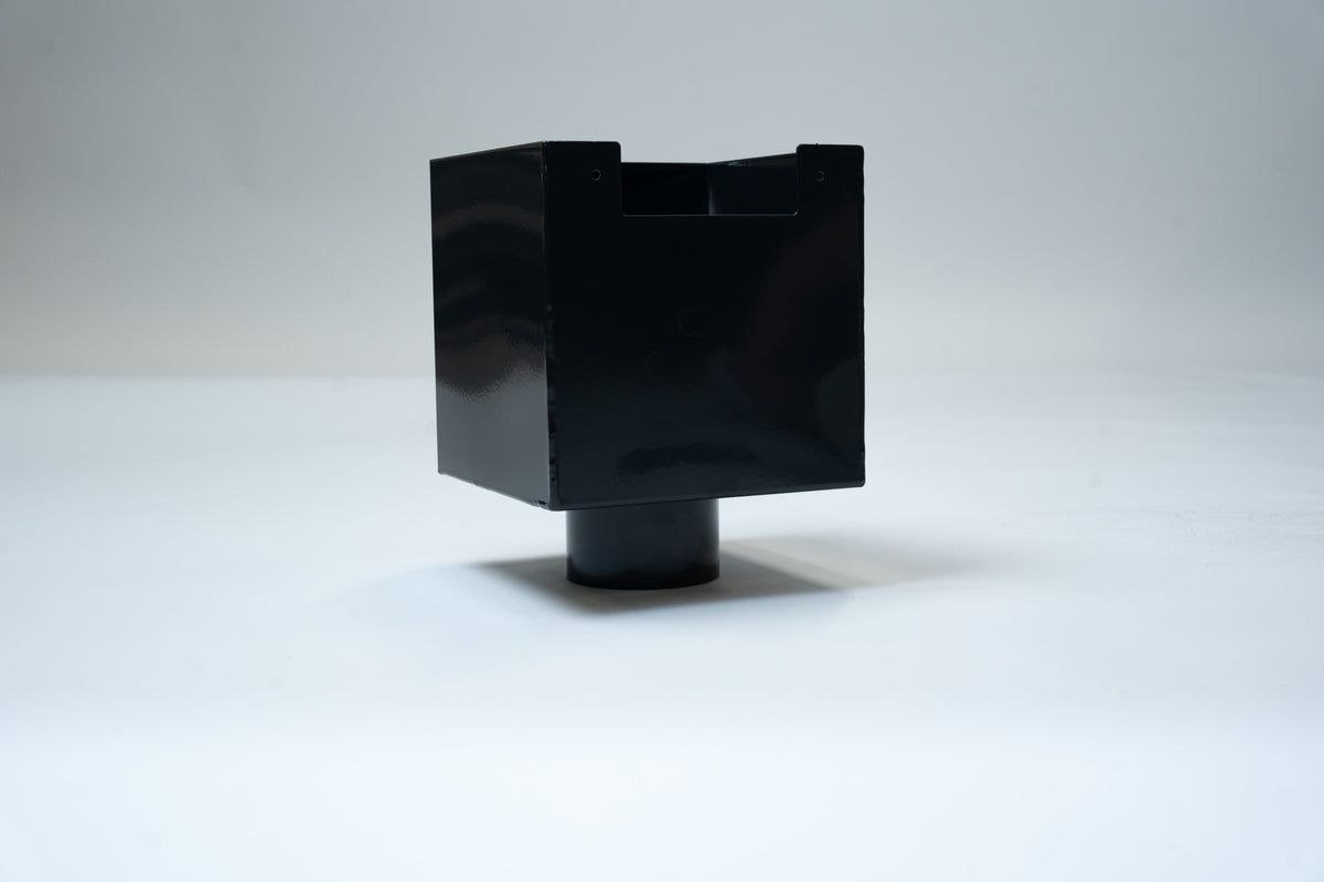 Aluminium Industriële Vergaarbak Vierkant 200x200 Ø100mm Gitzwart