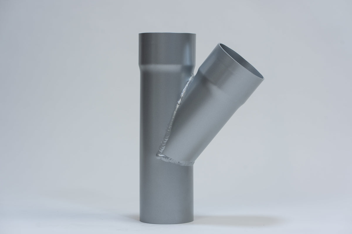 Aluminium HWA T-stuk 40° Rond Ø100 mm Zilver RAL-9006