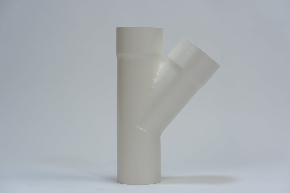 Aluminium HWA T-stuk 40° Rond Ø100 mm Crème RAL-9001