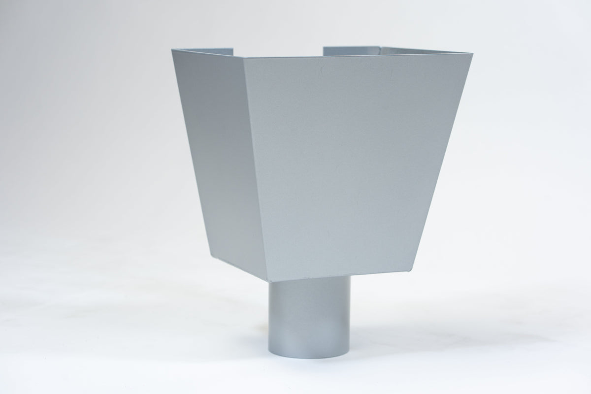 Aluminium Vergaarbak Vierkant 200x250 Ø100mm Zilver RAL-9006